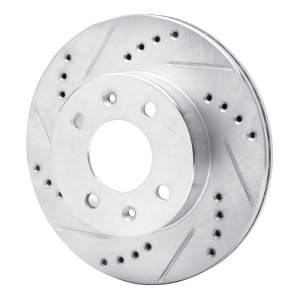 Dodge Verna Brake Rotor (1) - Front Left - R1 Concepts - Drilled & Slotted - Silver - `03-`06